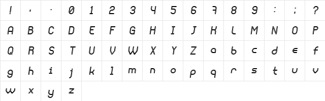 Liquidrom Italic Character Map