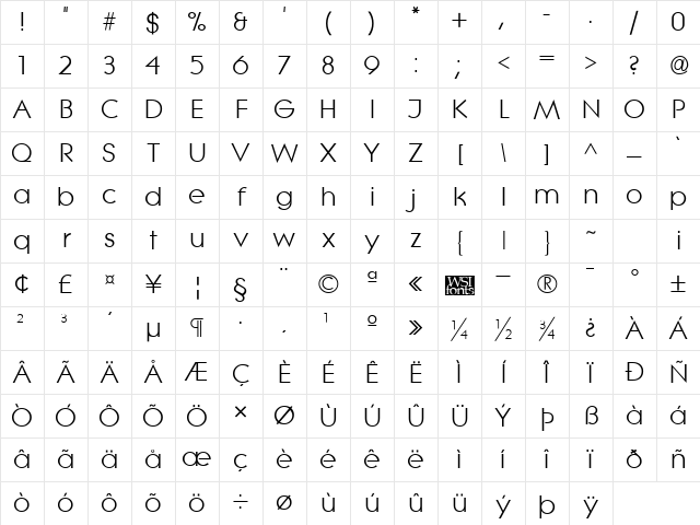 Lithe Regular Character Map Lithe Regular Character Map