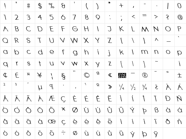 LitheLefty Regular Character Map LitheLefty Regular Character Map