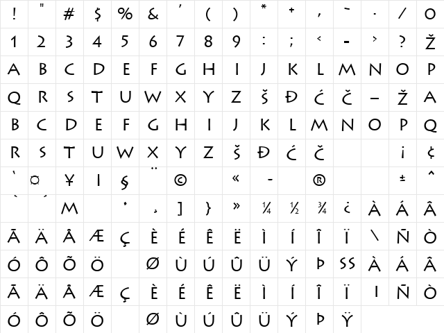 Lithograph Regular Character Map Lithograph Regular Character Map