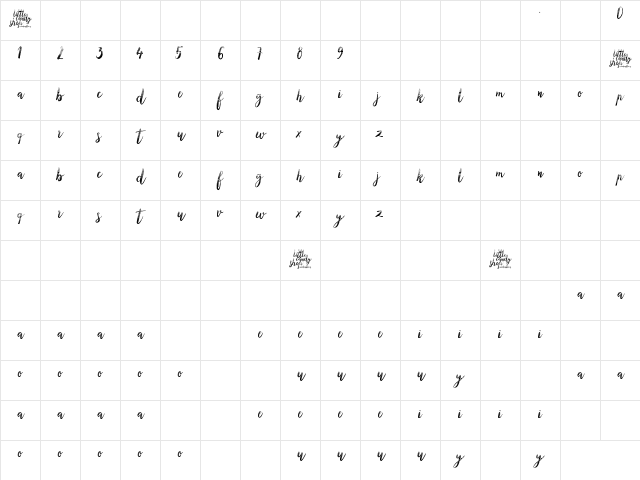 Little Candy Shop Regular Character Map