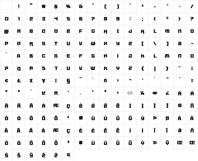 Livewired Condensed Character Map Livewired Condensed Character Map