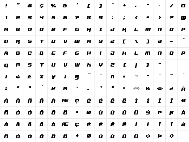 Livewired Semi-Italic Semi-Italic Character Map