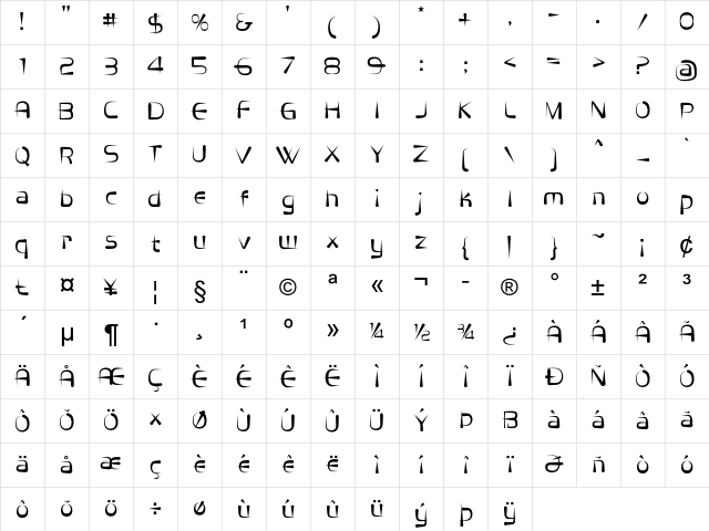 Livian Regular Character Map