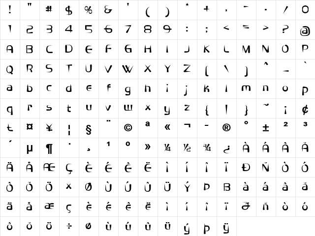 Livian Bold Character Map