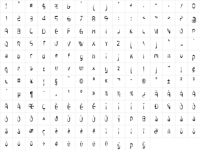 Livian Condensed Regular Character Map Livian Condensed Regular Character Map