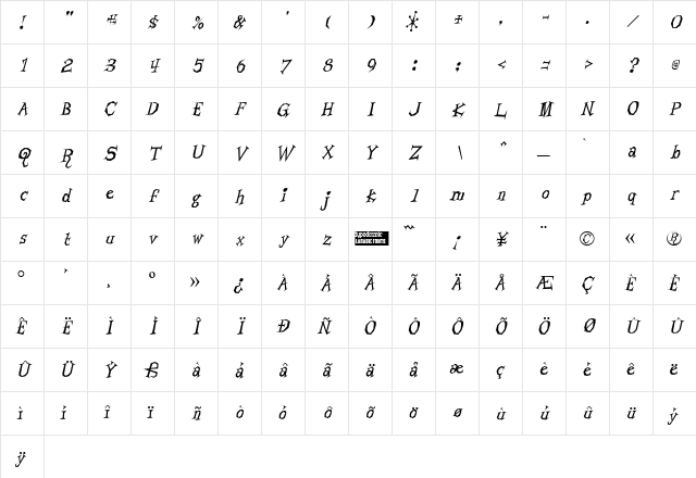 Living by Numbers Regular Character Map