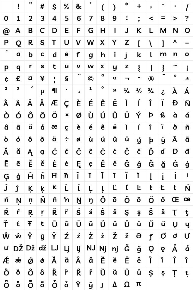 Livvic SemiBold Regular Character Map Livvic SemiBold Regular Character Map