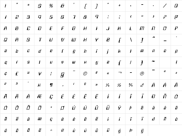 Logan Italic Character Map