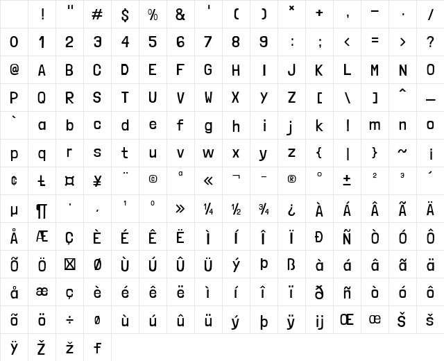 Londrina Solid Light Character Map Londrina Solid Light Character Map