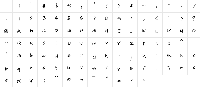 Long Cang Regular Character Map