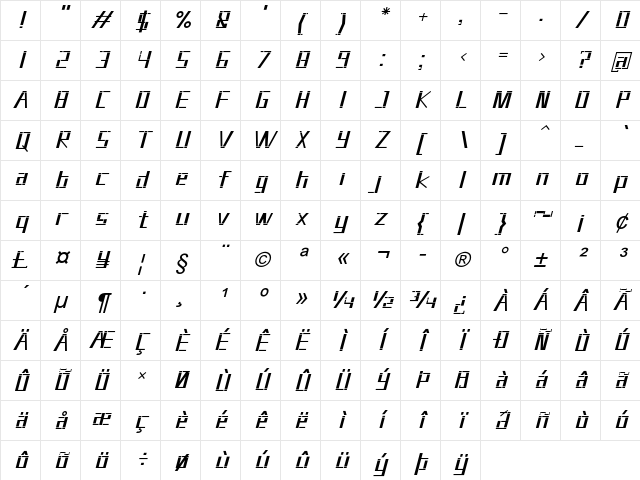 Longhurst Italic Character Map Longhurst Italic Character Map