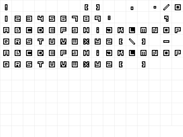 MizuFontAlphabet Regular Character Map