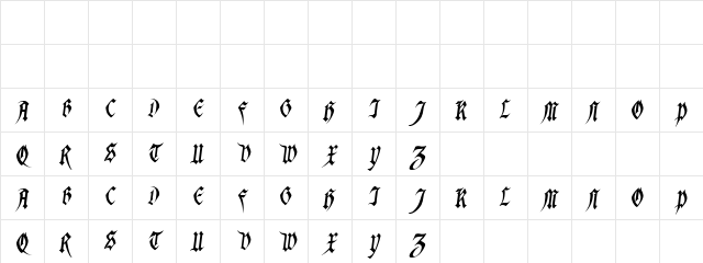 LoranCaps Oblique Character Map