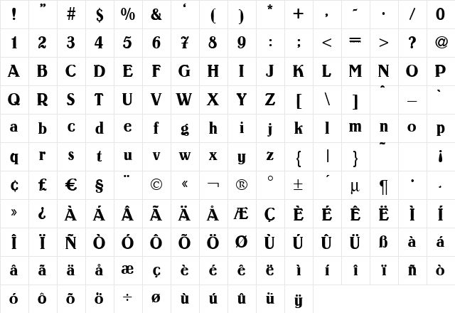 Louis Regular Character Map