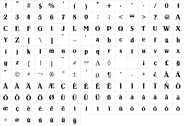 Louis Regular Character Map