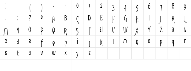 LoveLettersCondensed Regular Character Map