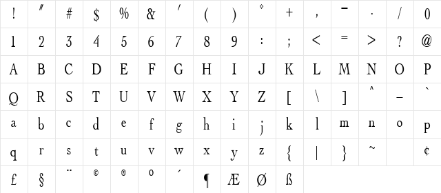 Abalone Regular Character Map