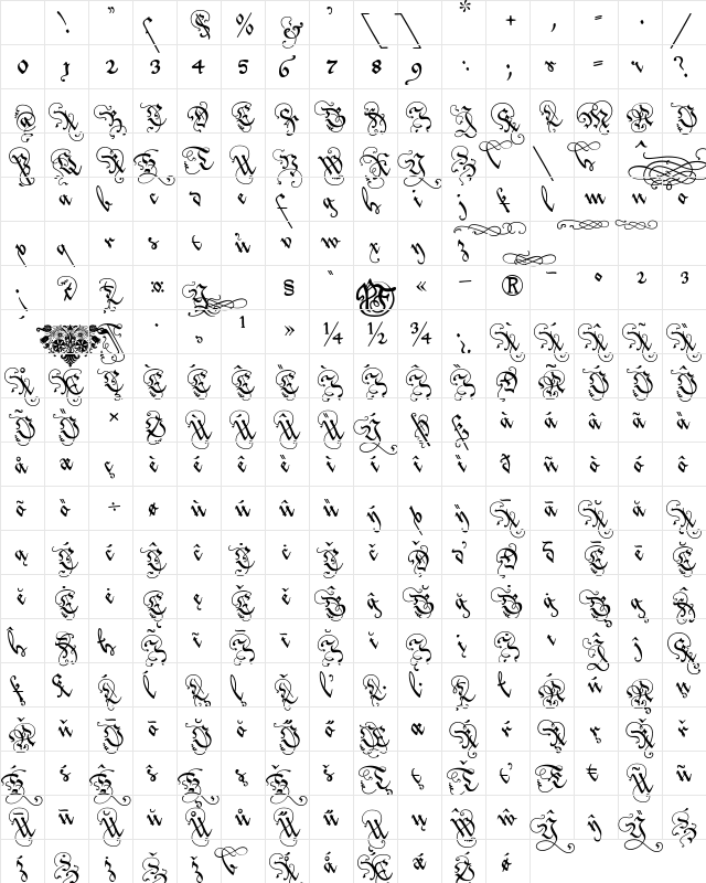 LovesLabour Regular Character Map LovesLabour Regular Character Map