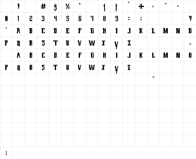 Lowery Regular Regular Character Map