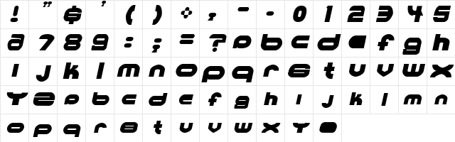 MKUltra Italic Character Map MKUltra Italic Character Map