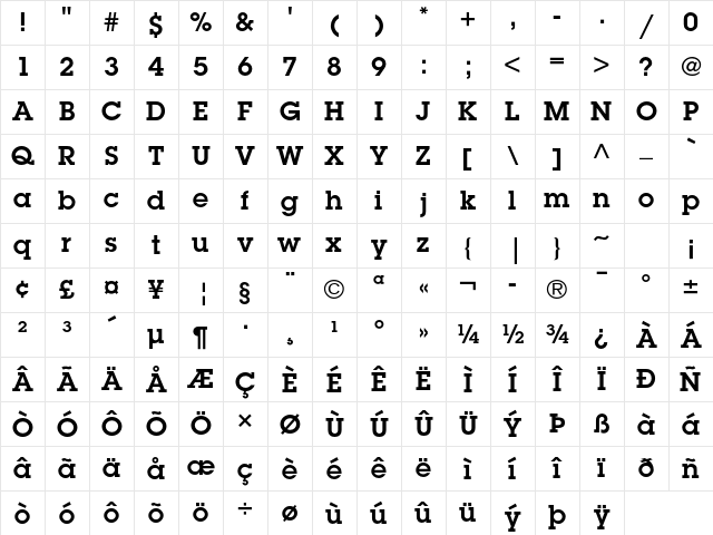ITC Lubalin Graph Std Demi Character Map