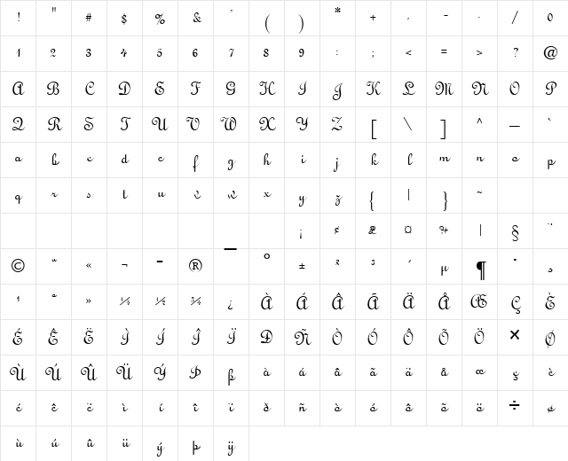 Lucy Normal Character Map