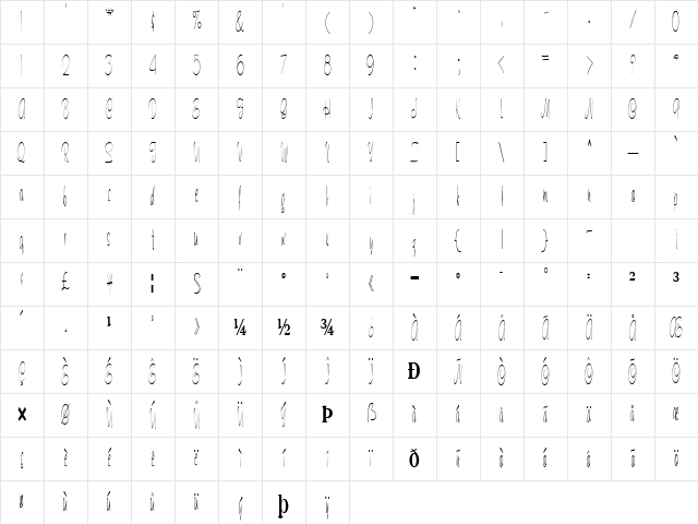 Lucy Regular Character Map