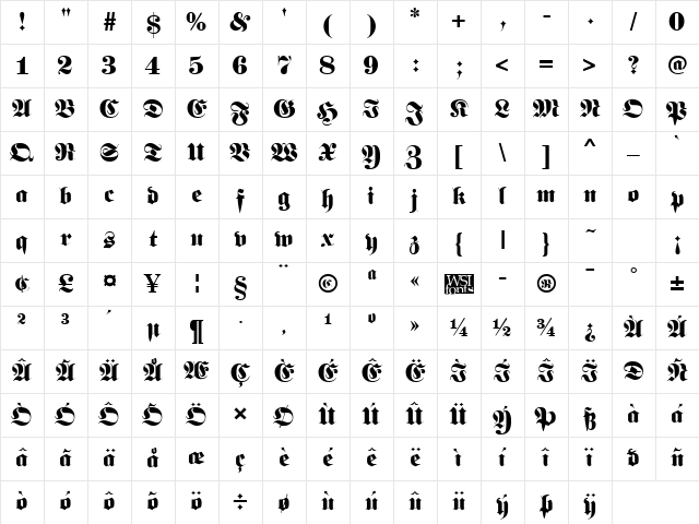 Luftwaffe Regular Character Map