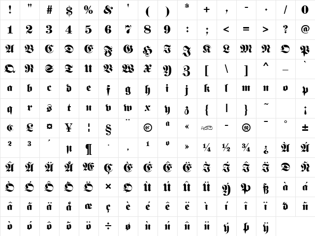 Luftwaffe Regular Character Map