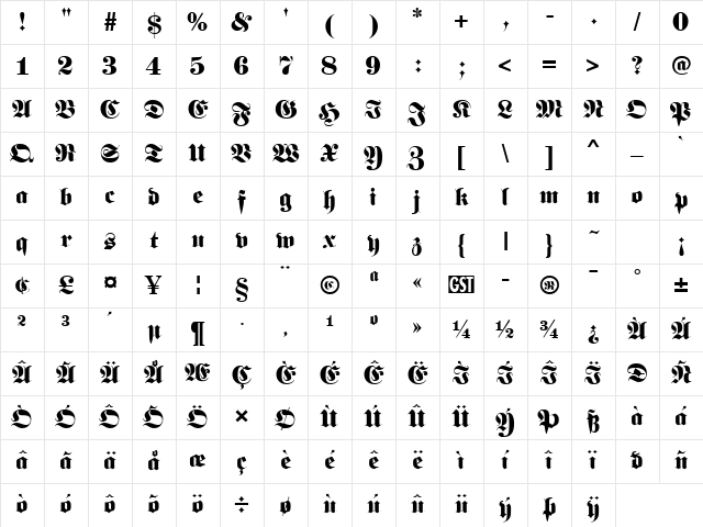 Luftwaffe normal Character Map