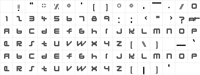Lunasol Normal Character Map