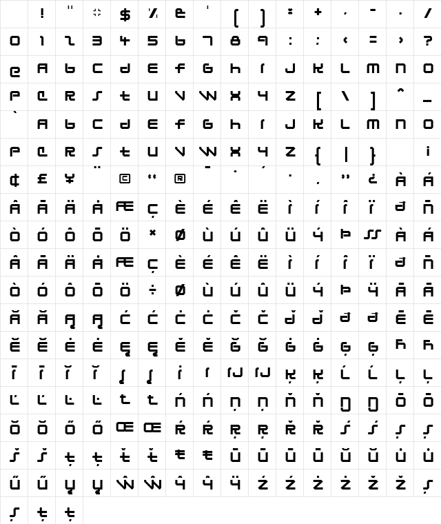 Lunasol Sequence Character Map