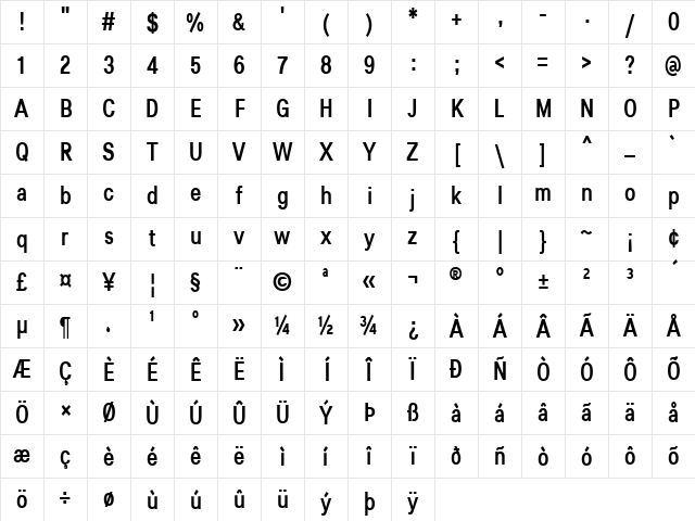Lunchtype25 Condensed Medium Character Map Lunchtype25 Condensed Medium Character Map