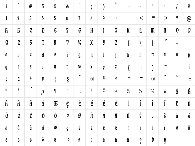 LushlifeCondensed Regular Character Map