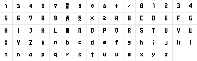 MMBNThick Regular Character Map