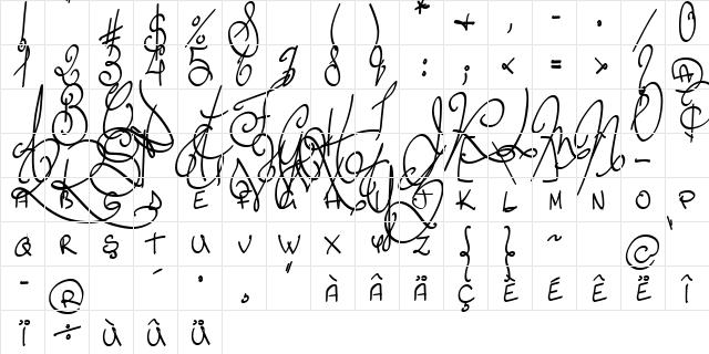Lyric Dragon Bold Character Map