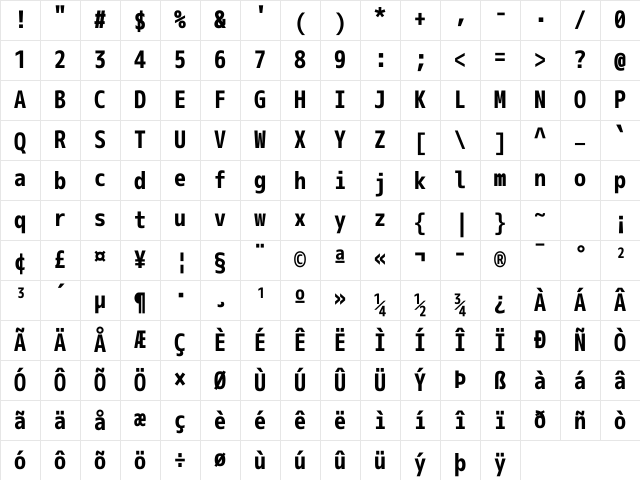mplus NF Bold Character Map