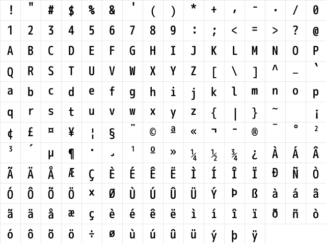 mplus NF Regular Character Map