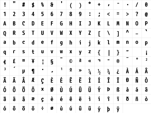 mplus NF Bold Character Map