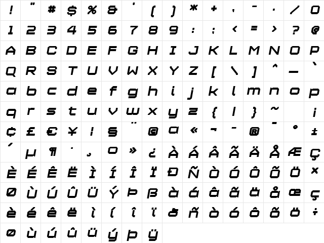 Maetl ExtraBoldOblique Character Map