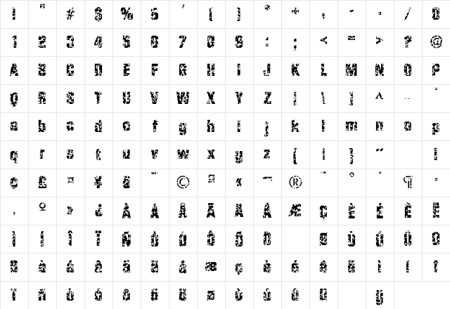 Mafia SF Bold Character Map