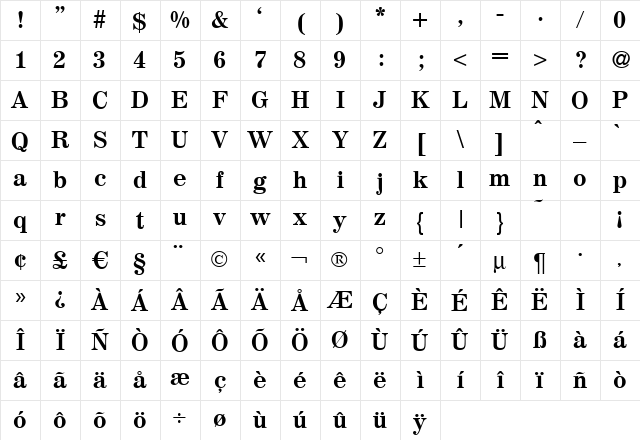 Magazine Bold Character Map Magazine Bold Character Map