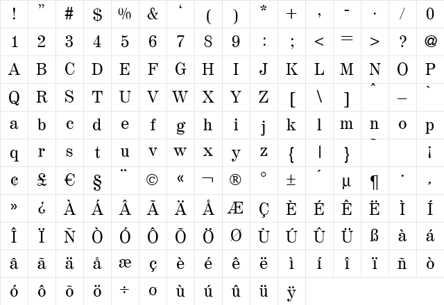 Magazine Regular Character Map