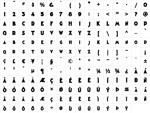 MagicLantern ExtraBold Character Map MagicLantern ExtraBold Character Map