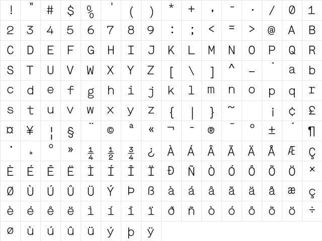 Maison Mono Light Regular Character Map Maison Mono Light Regular Character Map