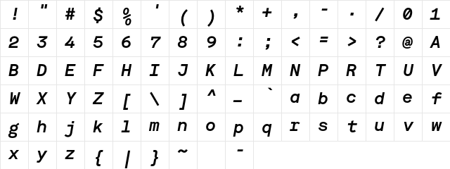 Maison Mono SemiBold Italic Character Map