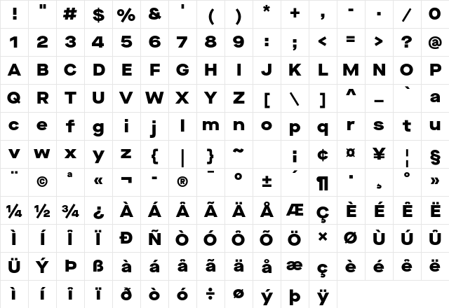 Maison Neue Black Exp Bold Character Map
