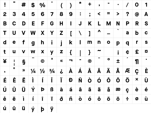 Maison Neue Bold Character Map