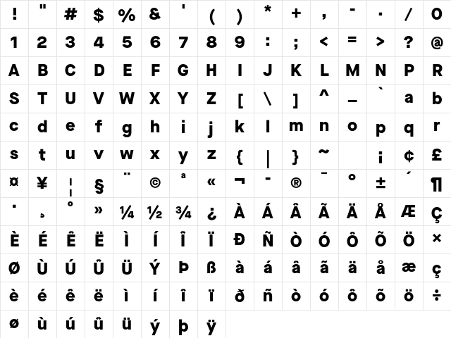 Maison Neue ExtraBold Regular Character Map Maison Neue ExtraBold Regular Character Map